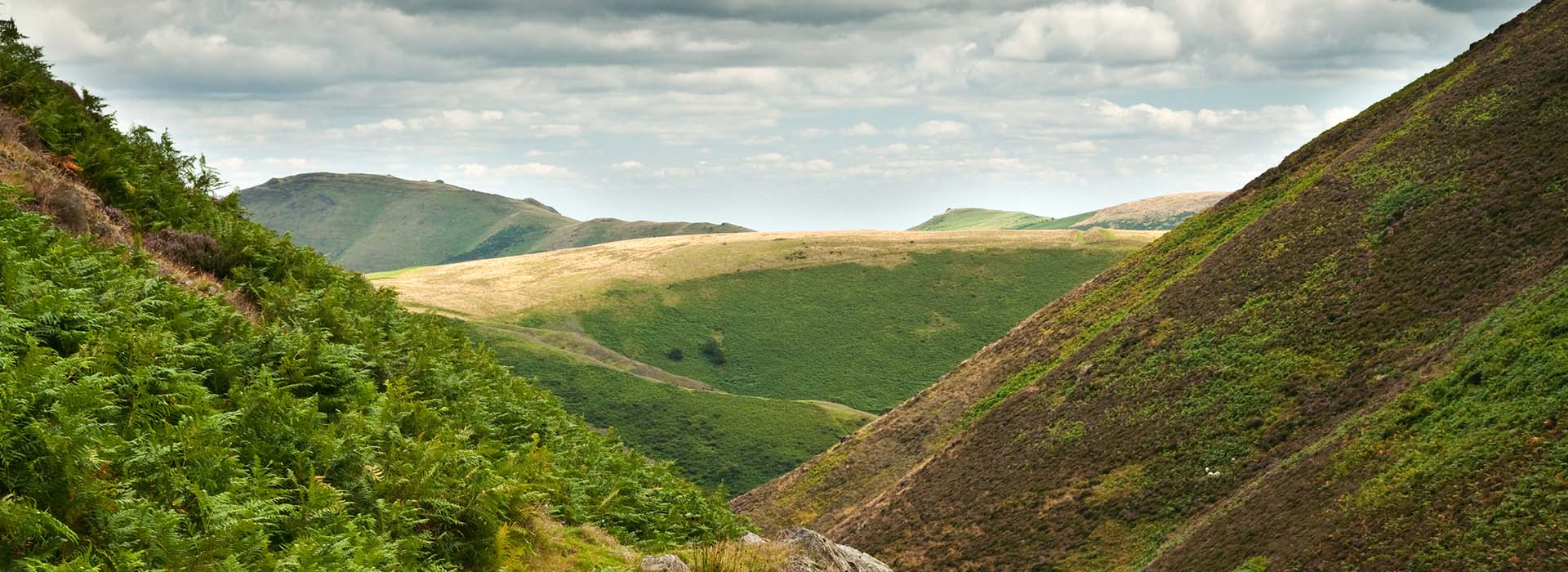 Landscape of Shropshire Hills and Sky