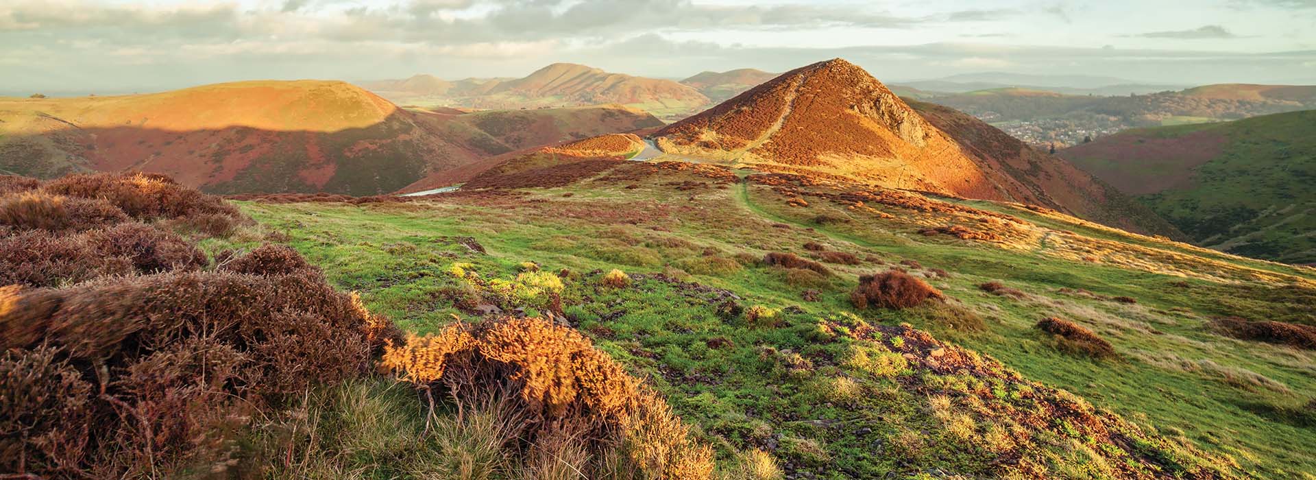 Landscape of The Long Mynd in Shropshire Hills