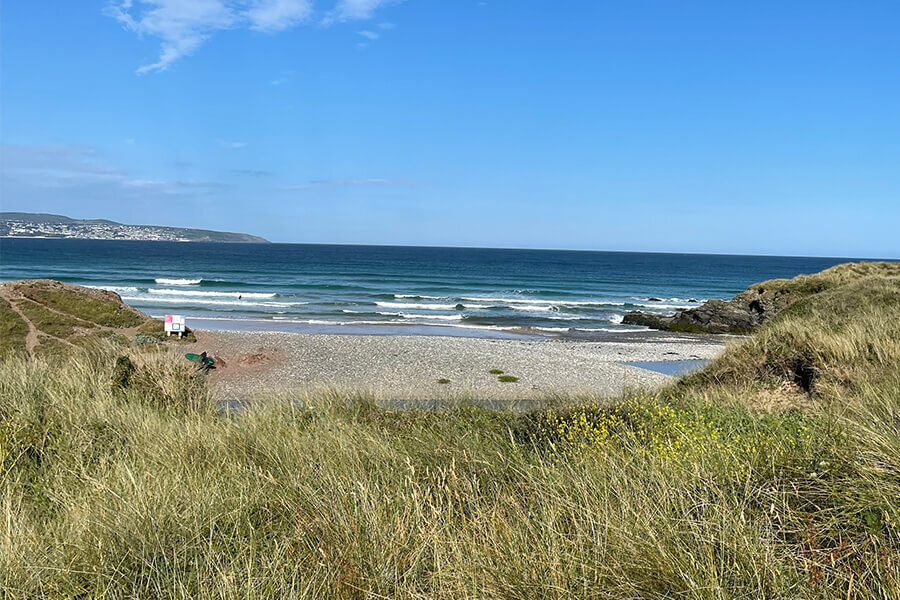 Surfing Godrevy Beach in Cornwall