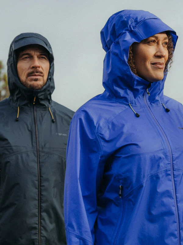 Man and Woman hiking wearing Ventus Waterproof Jackets