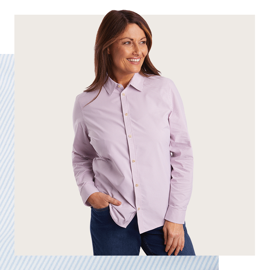 Women's Eave Long Sleeve Shirt in Breeze Lilac Gingham