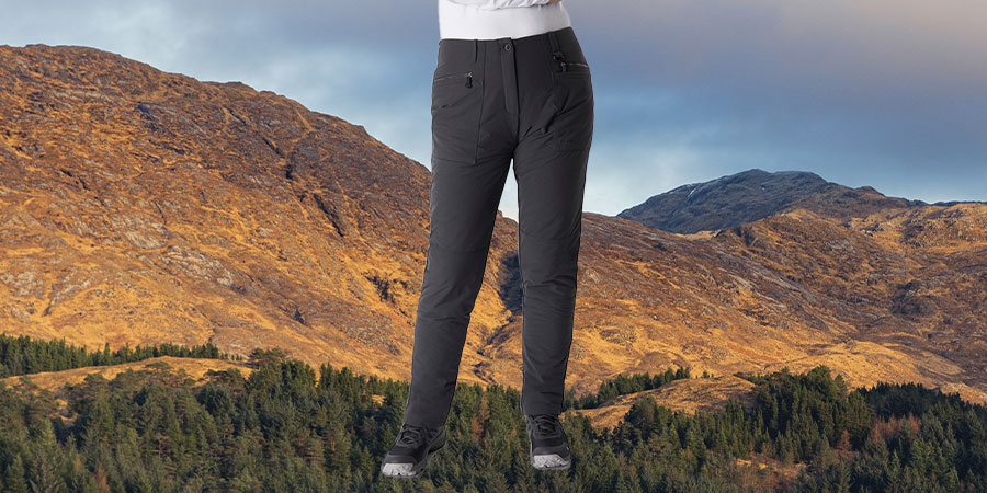 Men's Troggings Walking Trousers, Black Stretch Trekking Trousers