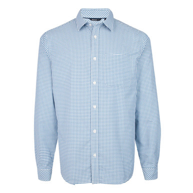 Men's Portland Long Sleeve Shirt Shadow Blue Gingham