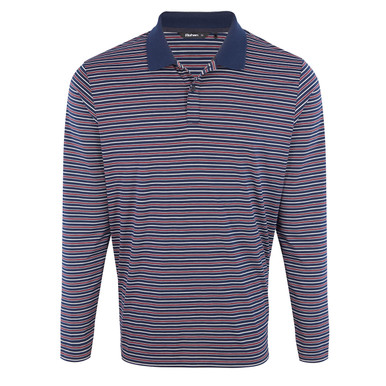 Men's Shoreline Long Sleeve Polo French Blue/Red Stripe