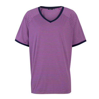 Women's Seashore Short Sleeve V Neck Allium Purple Stripe