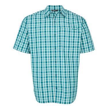 Men's Portreath Short Sleeve Shirt Marine Teal Check