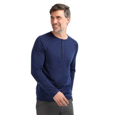Men's Merino Union 150 Long Sleeve Henley Blue Marl