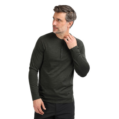 Men's Merino Union 150 Long Sleeve Henley Tundra Brown Marl