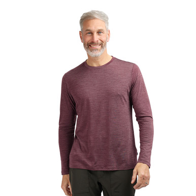 Men's Merino Cool Long Sleeve T Cayenne Purple Marl