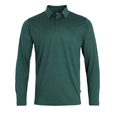 Men's Merino Cool Long Sleeve Polo Fir Green hover