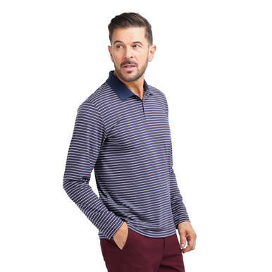 Men's Shoreline Long Sleeve Polo Blue/Purple Stripe