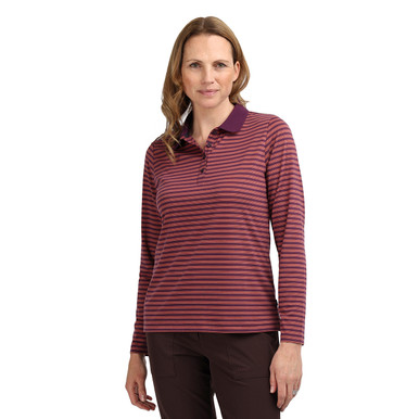 Women's Shoreline Long Sleeve Polo Purple Stripe