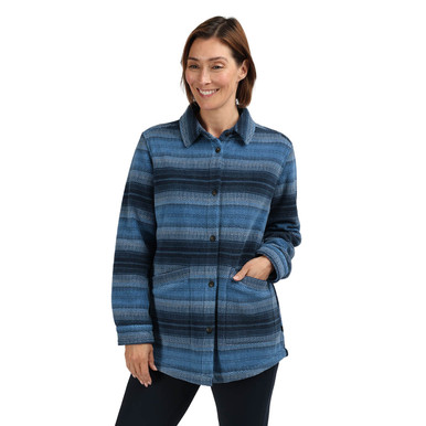 Women's Valle Fleece Overshirt True Navy Stripe