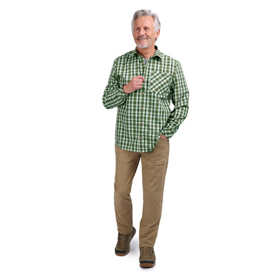 Men's Coast Long Sleeve Shirt Green/Ecru Check