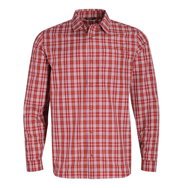 Men's Portreath Long Sleeve Shirt Garnet Red Check hover