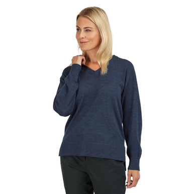 Women's Merino V Neck Jumper French Blue