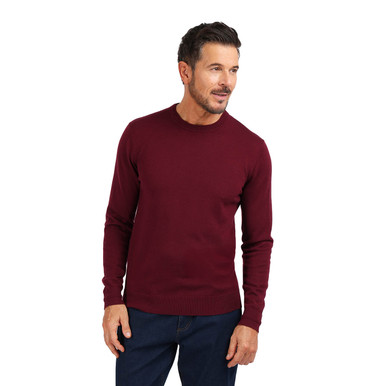 Men's Merino Crew Neck Jumper Chestnut Red