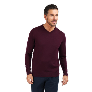 Men's Merino V Neck Jumper Cayenne Purple