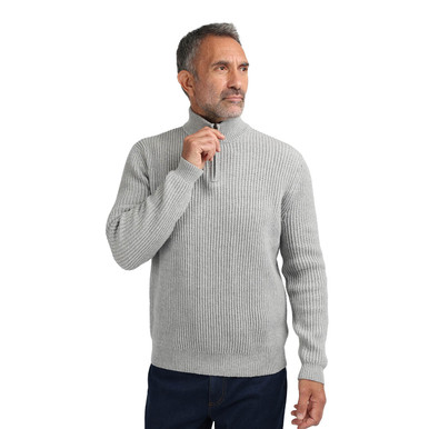 Men's Broxburn Zip Neck Jumper Light Grey