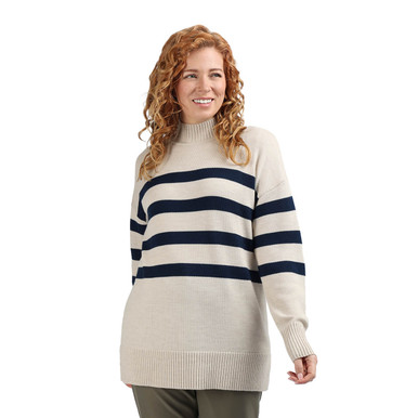 Women's Fairhall Funnel Neck Jumper Cream/Navy Stripe
