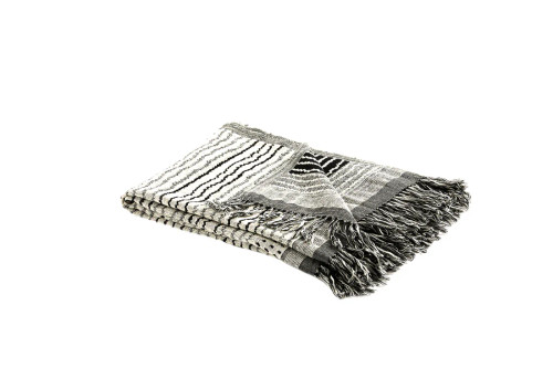 Sojourn Wool and Silk Throw Blanket (Black & White)