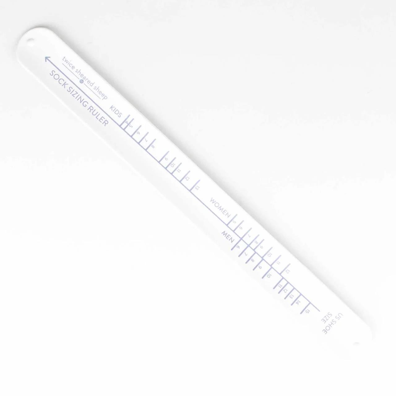 TSS Sock SIzing Ruler White -