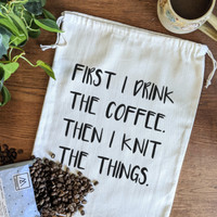 P&P Bag First I Drink Coffee -