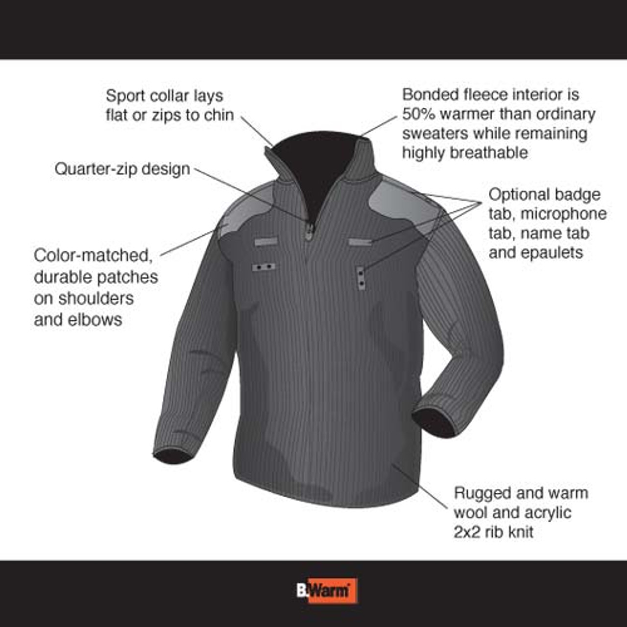 BLAUER SWEATER, FLEECE-LINED QUARTER ZIP - Howard Uniform Company