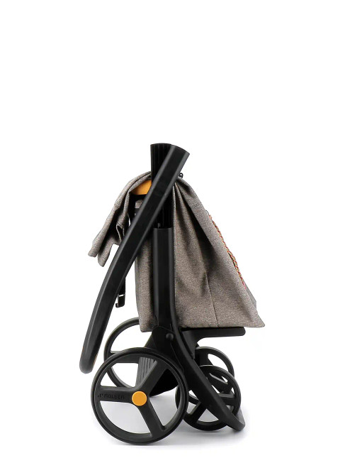 Carro de compra Rolser 8 Plus plegado con bolsa recogida en el chasis, mango hacia atrás