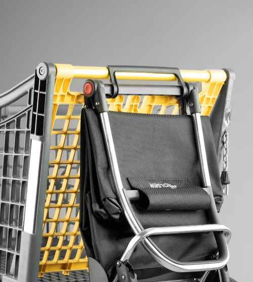 Carro Rolser acoplado al carrito del supermercado mediante gancho multifunción