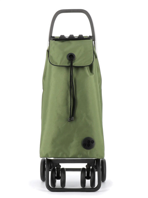 Carro de compra Rolser kaki con bolsa grande y cierre con cordón, vista frontal