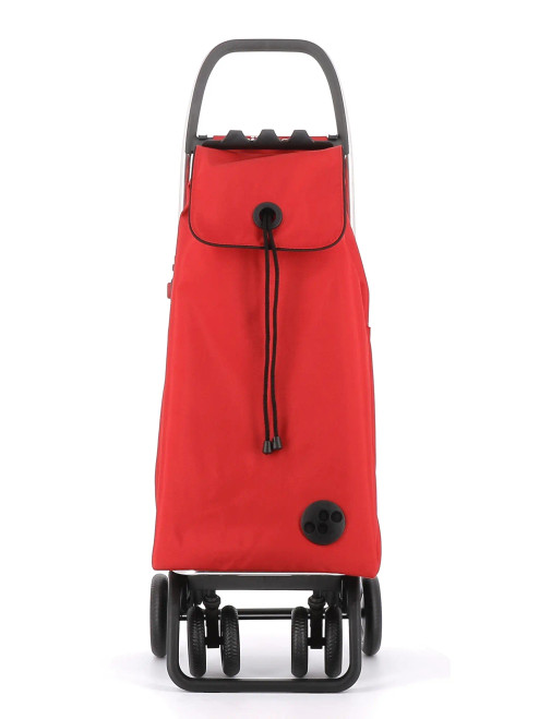 Carro de la compra Rolser rojo con bolsa grande y cierre con cordón, vista frontal