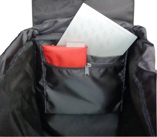 Interior de la bolsa Rolser azul-negro con doble bolsillo con cremallera