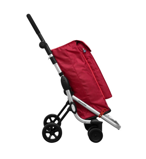 Carro de la compra Playmarket go up rojo vista lateral con bolsa