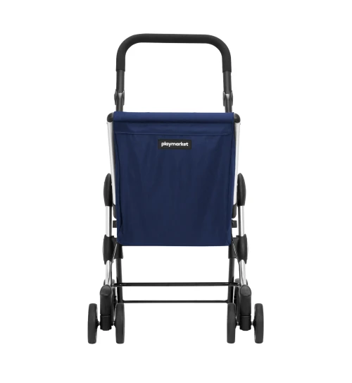 Carro de la compra Playmarket we go color navy vista frontal con manillar