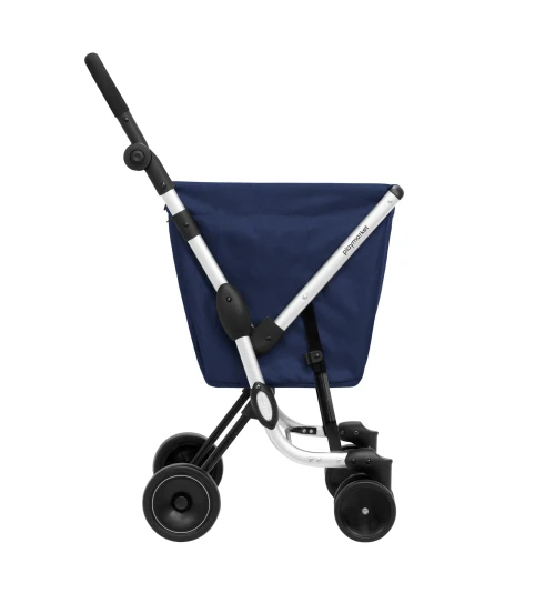 Carro de compra Playmarket we go navy vista lateral con chasis de aluminio