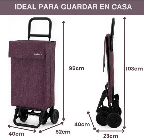 Carro de compra Garmol 48L mostrando medidas y dimensiones del producto