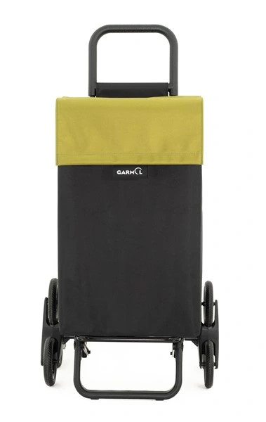 Carro de compra Garmol travel 6 ruedas negro con solapa verde vista frontal