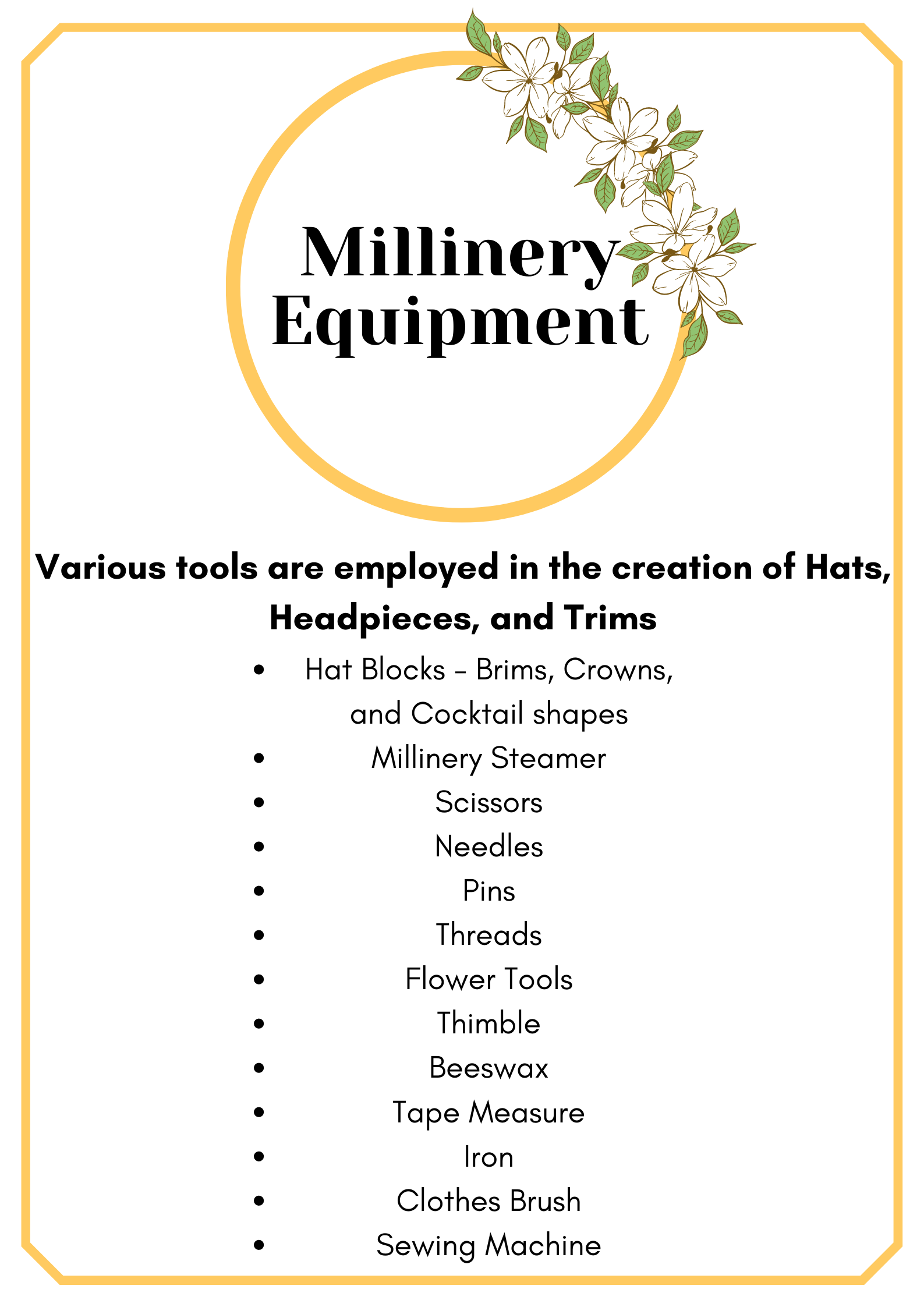 Equipment for Millinery? What do I need to start my millinery business?