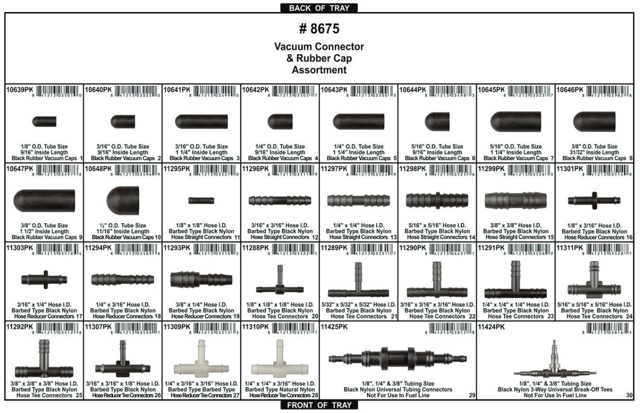 Vacuum Connector & Rubber Cap Assortment