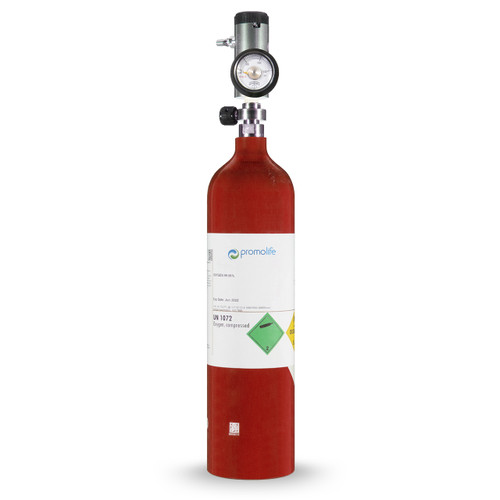 O2Ready Prefilled Oxygen Tank shown with O2Ready Regulator