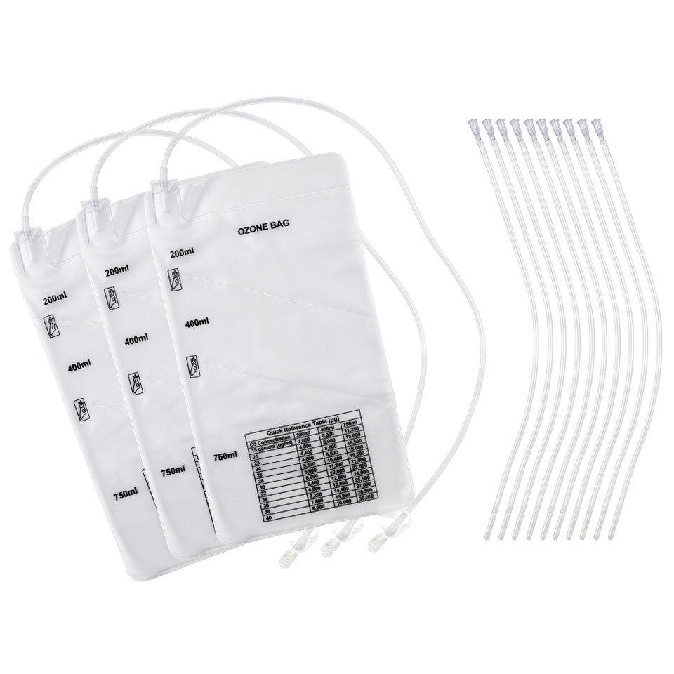 Reusable Multi-Chambered Ozone Insufflation Bag 3-Pack w/Catheters