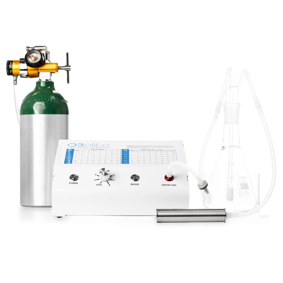 O3Elite Dual connected to 500ml glass water bubbler via silicone tubing