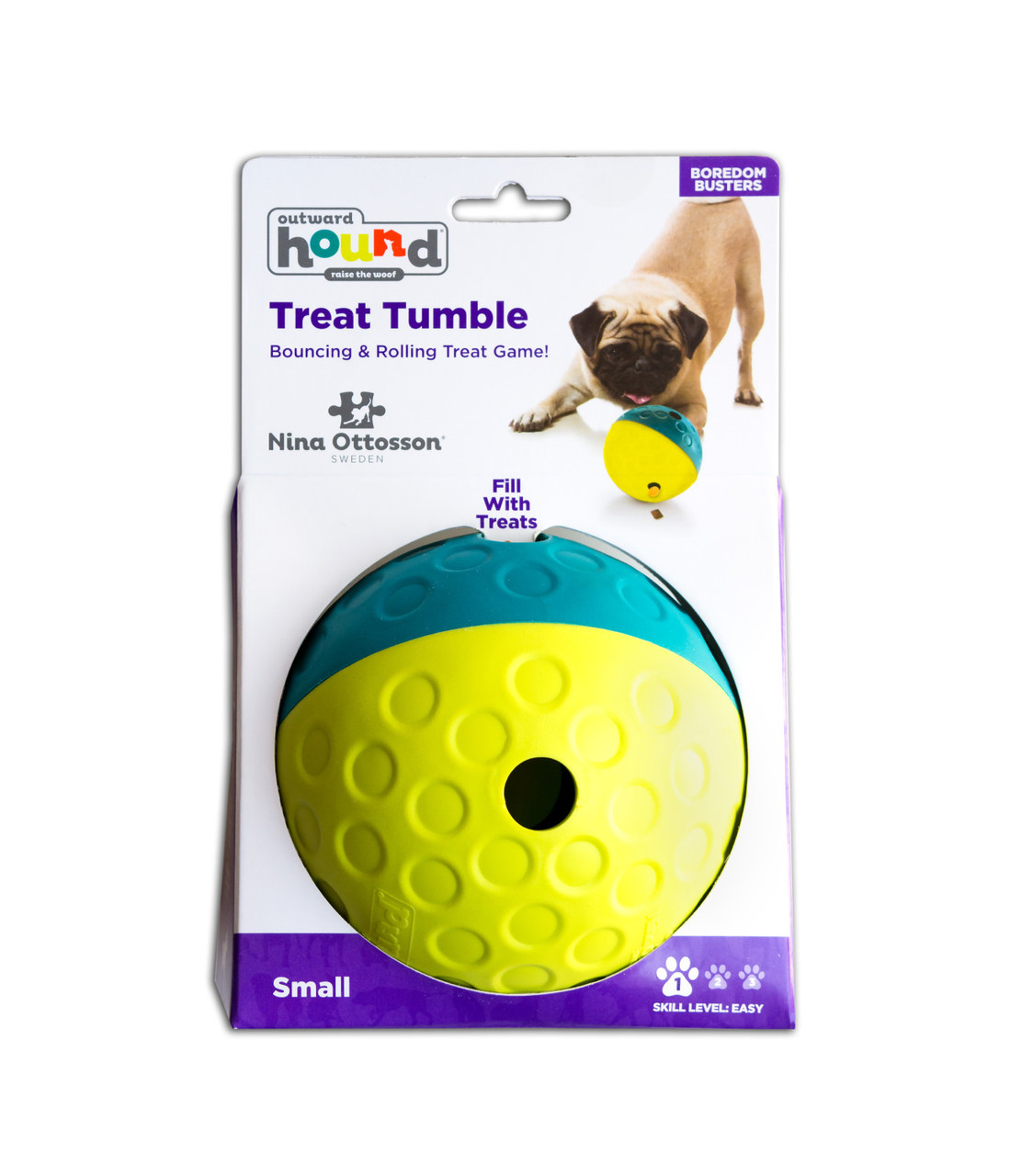 Nina Ottosson Treat Tumble Interactive Puzzle Dog Toy, Blue, Small