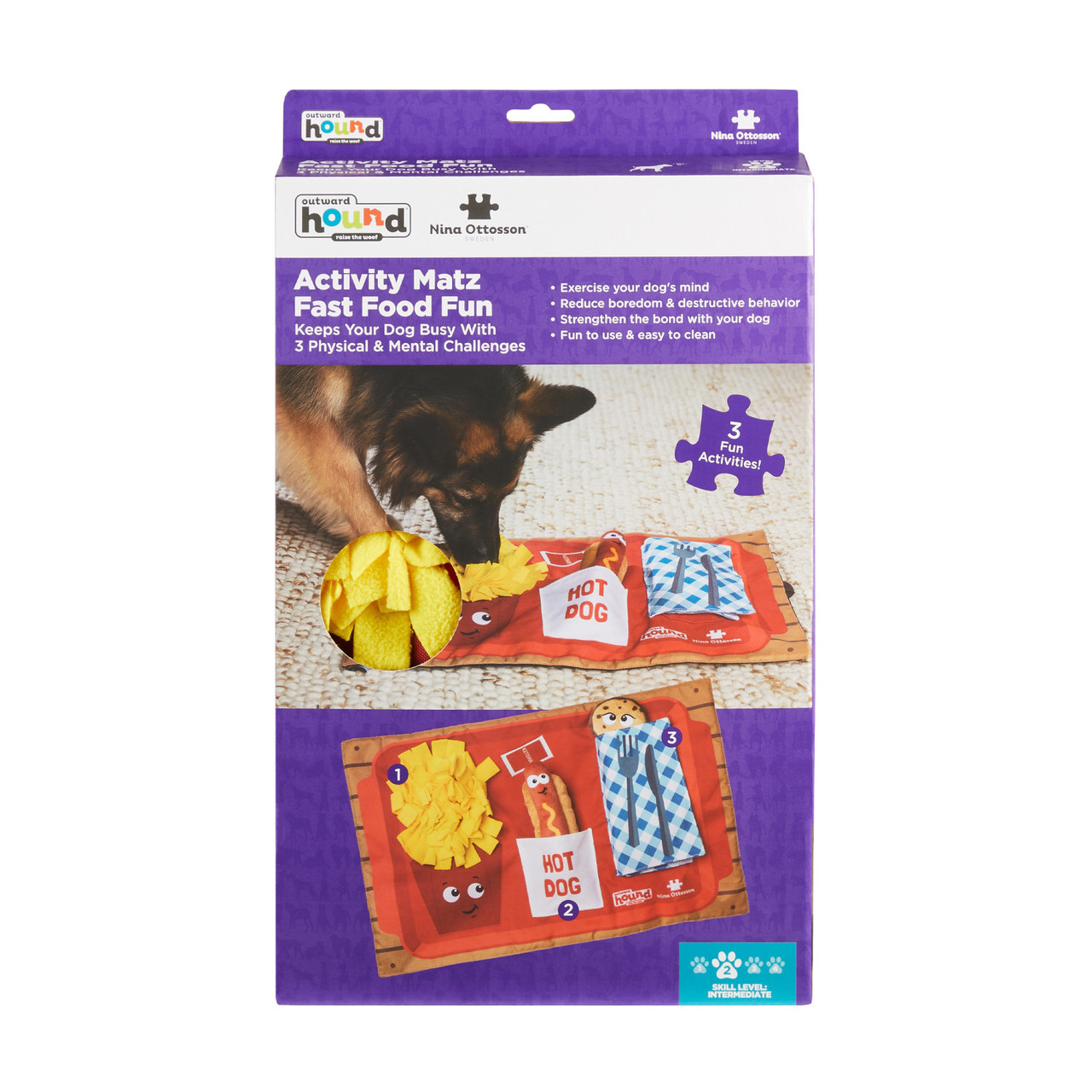 Pet Supplies : Outward Hound Nina Ottosson Activity Matz Fast Food Fun Game  Plush Dog Puzzle Mat 