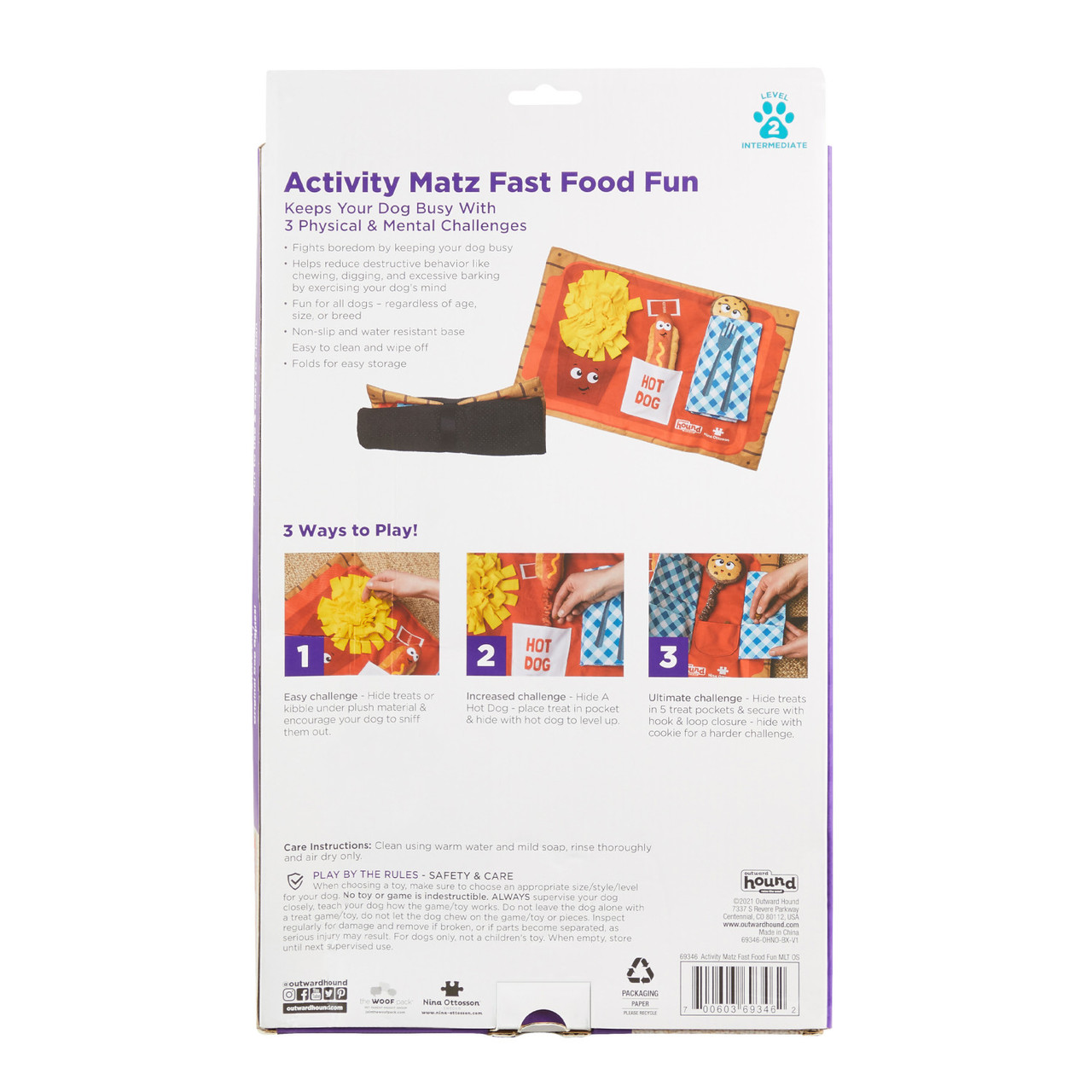 Outward Hound Activity Matz Fast Food Fun, Puzzle Mat For Dogs