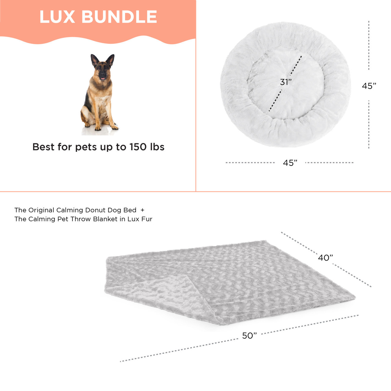 2 Piece Bundle: Donut Lux Bed, Throw Blanket Cat & Dog