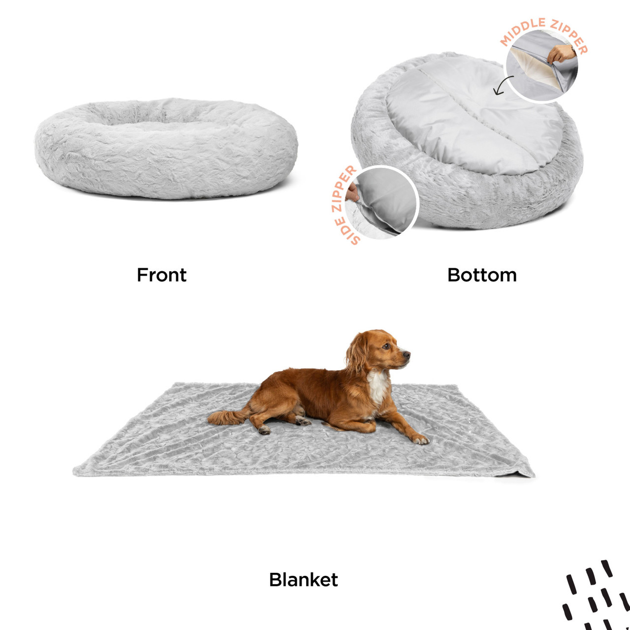 2 Piece Bundle: Donut Lux Bed, Throw Blanket Cat & Dog