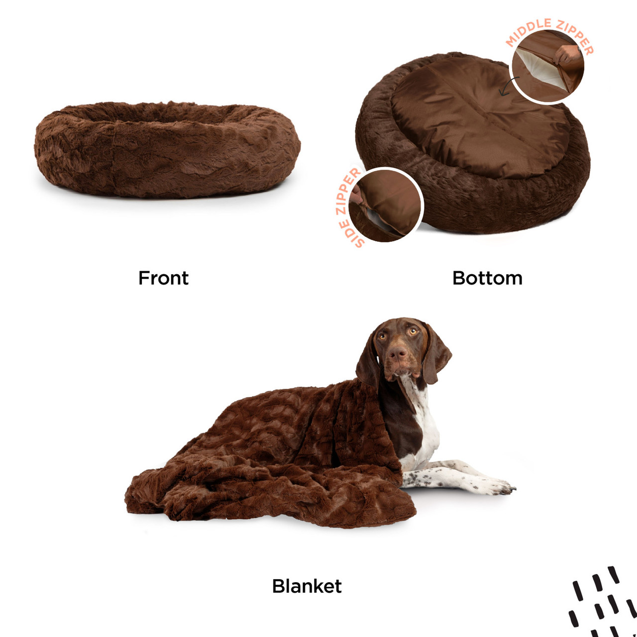 2 Piece Bundle: Donut Lux Bed, Throw Blanket Cat & Dog