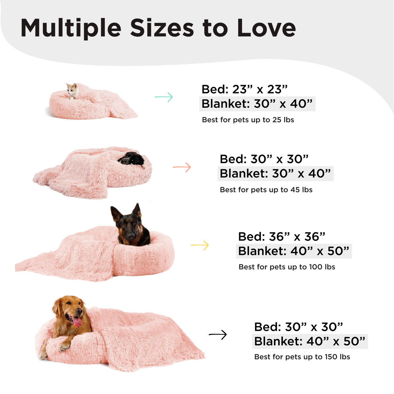2 Piece Bundle: Donut Shag Bed, Throw Blanket Cat & Dog